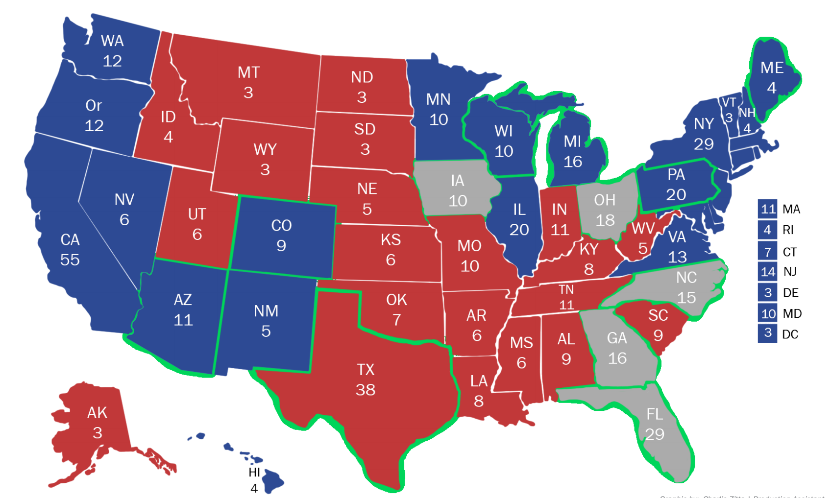 Electoral Votes By State Map Map